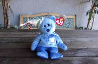 September Birthday Bear Blue Vintage Ty Beanie Babies Bean Bag Plush Vintage