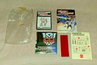 G1 Transformer Autobot Roadbuster Instruction Booklet & Sticker Decal Sheet