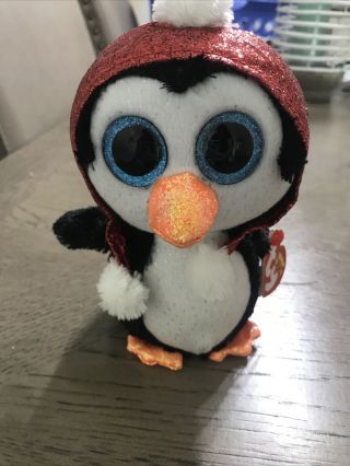 Ty Beanie Boo - Gale The Christmas Holiday Penguin (6 Inch) W/ Tags