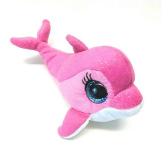 Ty Beanie Boos Surf The Dolphin Stuffed Pink W/ Glitter Eyes 6 " Plush
