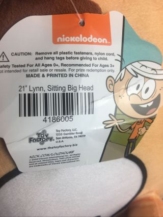 Nickelodeon The Loud House Lynn LARGE 21” Toy Factory Plush Toy Doll w/ tag 3