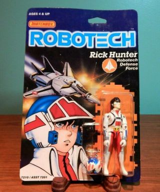1985 Matchbox Robotech Action Figure 3.  75 " Rick Hunter On Card