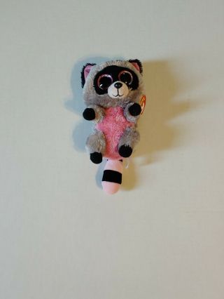 Ty Beanie Boo Rocco The Raccoon Pink Gray Black