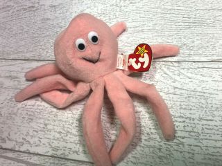 Inky Pink Octopus 4028 Pvc 4th/3rd Gen 1993 Retired Ty Beanie Baby Collectible