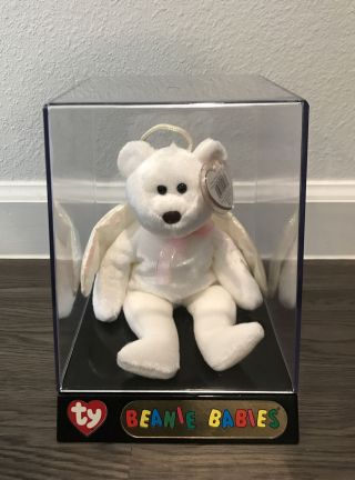 Ty Beanie Baby “halo” In Display Case.  Brown Nose With Errors.