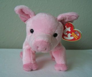 Ty Hamlet Pink Pig Beanie Baby - 10 Years Edition Dob 11/13/2002 - 7 " Plush Pig