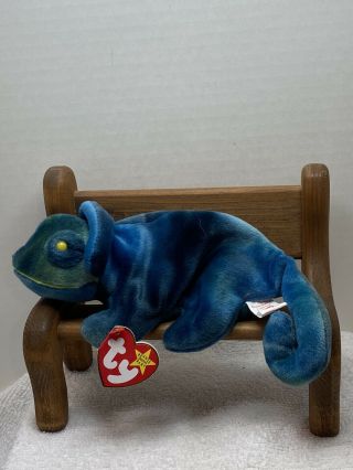 Ty Beanie Baby Rainbow Chameleon W/tag Retired Dob: October 14th,  1997