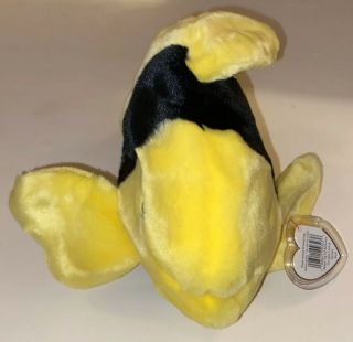 Ty Large Beanie Buddy,  Bubbles The Fish,  Black And Yellow Striped,  Mwmt