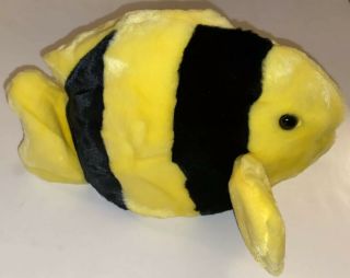 TY Large Beanie Buddy,  BUBBLES the FISH,  Black and Yellow Striped,  MWMT 2