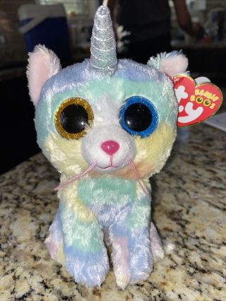 Ty Beanie Boos - Heather The Unicorn Cat Unicat (6 Inch) - With Tags