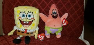 Ty Beanie Babies 2004 Spongebob Squarepants & Patrick Star