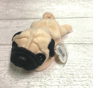 Pugsly Pug Dog 4106 Pvc 4th Gen 1996 Retired Ty Beanie Baby Collectible