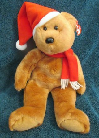 Ty Beanie Buddy 1997 Holiday Teddy Bear 13 " Tall Very Soft Mwmt