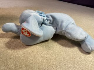 Retired 1996 Ty “squirt” Pillow Pal,  Mwmt,  Covered 1g Swing.  Writing On Swing