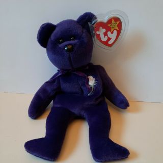 Ty Beanie Baby Bear " Princess Diana " 1997,  (rare) Purple