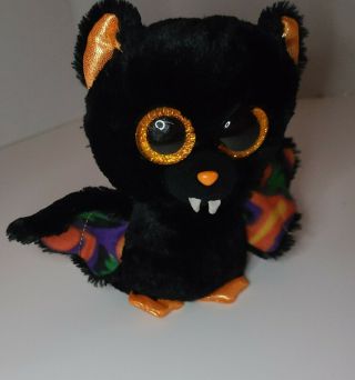 Ty Beanie Boos 2014 Halloween Scarem The Bat Plush 6 " Orange Glitter Eyes