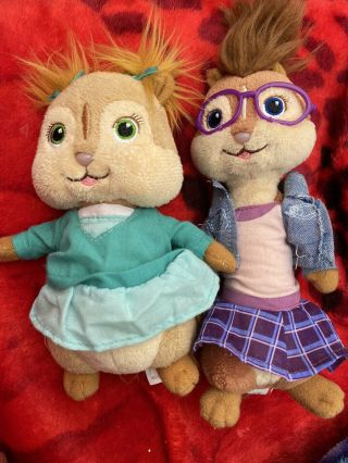 2 Ty Beanie Alvin And The Chipmunks Chipette Eleanor And Jeanette Soft Toy