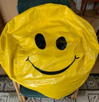 Vintage Smiley Face Bean Bag Chair,  Yellow