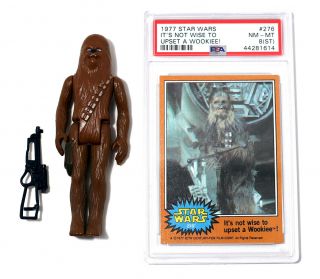 Vintage 1977 Star Wars Chewbacca Action Figure & Psa Graded 276 Trading Card
