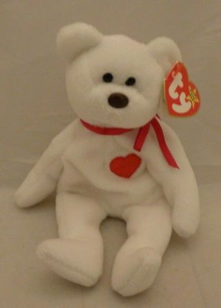 Feb 14 1994 Ty Beanie Babies Valentino White Bear Style 4058 W/tags 8 "