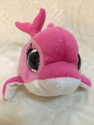 Ty Beanie Boos Surf The Dolphin Big Blue Sparkle Eyes Pink