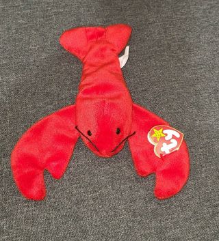 1993 " Pinchers " The Lobster Ty Beanie Baby Dob: 6 - 19 - 93 Pvc Pellets Mwmt