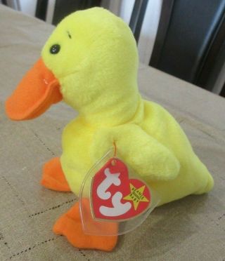 Ty Beanie Baby Quackers The Duck Dob April 19,  1994 Mwmt
