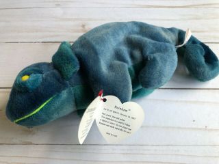 Rare Ty Beanie Baby Iggy The Iguana But Tagged As Rainbow The Chameleon