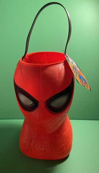 Vintage The Spider - Man Halloween Bucket W/tag 1979 Marvel Renzi Usa.  (2)