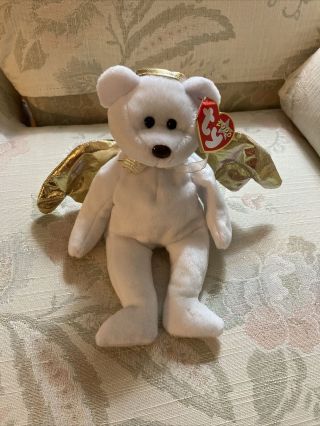Ty Beanie Baby - Halo Ii (2) The Gold Wings Angel Bear - With Tags