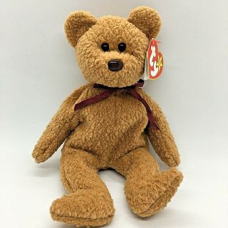 Ty Beanie Baby Bear " Curly " 1996 Rare Tag Errors Retired