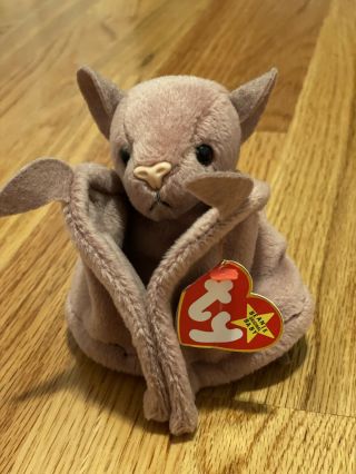 Ty Beanie Baby Batty The Bat Plush With Tags,  1996