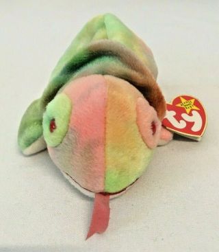 Ty Beanie Baby Rainbow The Chameleon Dob October 14,  1997 Mwmts Plush Toy