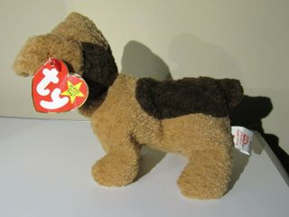 Rare Retired 1996 Ty Beanie Baby Tuffy The Terrier Dog With Errors