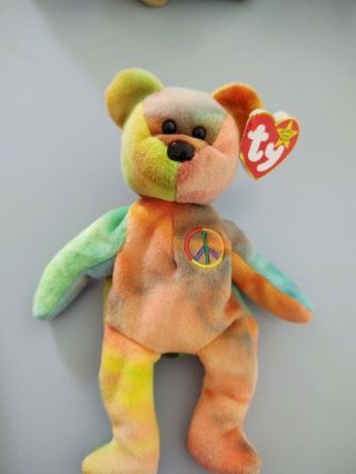 Ty Beanie Baby Peace Bear Dob 2 - 1 - 96,  Style 4053