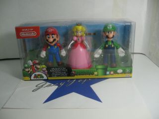 World Of Nintendo Mario Princess Peach Luigi 3 Pack 4 " Figure Set