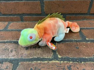 Ty Beanie Baby Iggy The Iguana Rainbow 1997