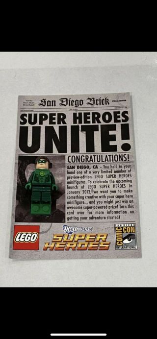 Lego Green Lantern Sdcc 2011 Exclusive Minifigure San Diego Comic Con.