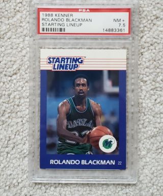 1988 Basketball Card,  Slu Kenner Starting Lineup Mavs Rolando Blackman Psa 7.  5