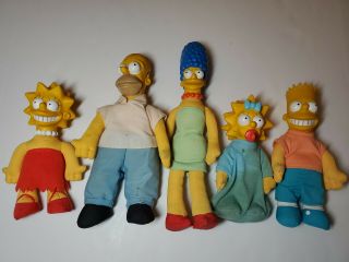 1990 The Simpsons Burger King Dolls Homer Bart Marge Maggie Lisa Some Stains