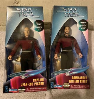 Star Trek Tng Picard & Riker Spencer Gifts Excl.  2 9” Playmates Figures