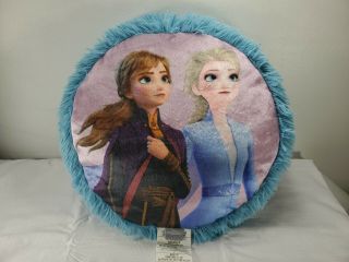 Disney Frozen Princess Elsa And Anna 15” Round Pillow Plush
