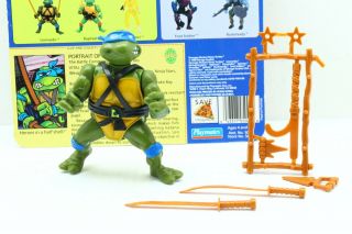 Vintage 1988 Teenage Mutant Ninja Turtles Leonardo Figure W/ Full Cardback