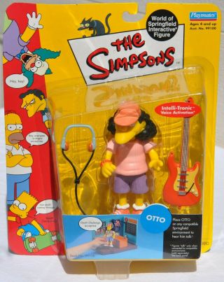 2000 Playmates The Simpsons Otto World Of Springfield Interactive Figure Nos