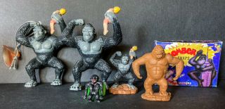 6 Small King Kong Items - Gumball Ring,  3 Pvc Figs,  Rubber Figure,  Bomber Snaps