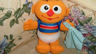 Talking Baby Ernie 10” Plush Sesame Street Doll Sneezing Sniffles Toy Blanket