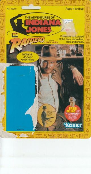 Vintage Kenner Indiana Jones Raiders Of The Lost Ark Cardback,  Great Shape