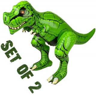 (set Of 2) 24 " T - Rex Dinosaur Inflatable Inflate Blow Up Toy Party Decoration