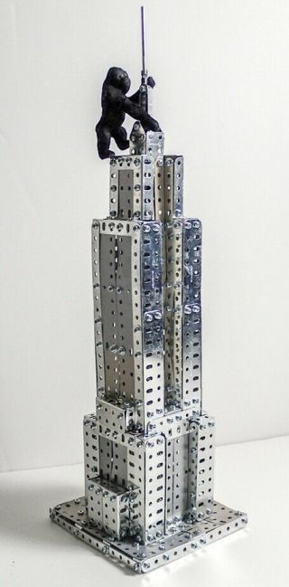 Erector Set Empire State Building,  Built,  Includes King Kong.  No Rust On Empire