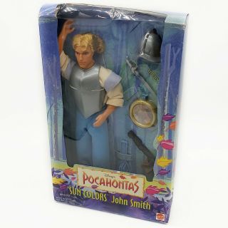 Disney Pocahontas Sun Colors John Smith Figure Explorer Mattel Vintage 1995 Nib